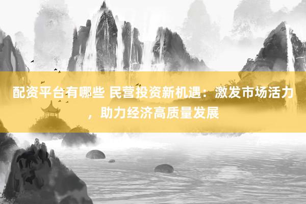 配资平台有哪些 民营投资新机遇：激发市场活力，助力经济高质量发展