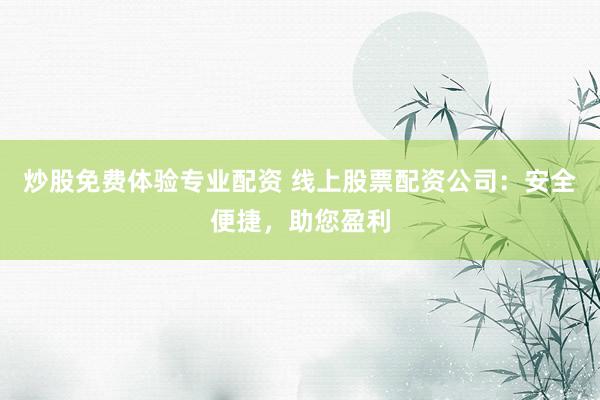 炒股免费体验专业配资 线上股票配资公司：安全便捷，助您盈利